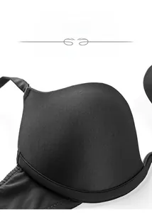 Macro view of exquisite black seamless bra fabric with delicate knitted texture details