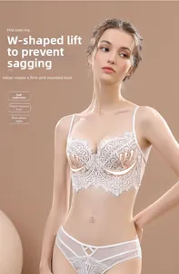 Close-up of white eyelash lace bra with floral embroidery and soft steel ring support