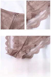 Detailed close-up of French lace panties featuring a delicate bow and breathable mesh fabric