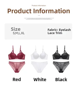 Ensemble lingerie en dentelle avec soutien-gorge push-up et culotte rouge, blanc, noir