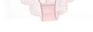 Detail of pink lace panties featuring sheer floral patterns and delicate eyelash lace trim