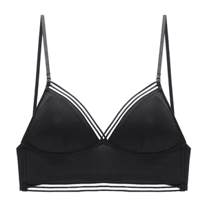 Reggiseno a triangolo nero senza ferretto stile francese con schiena a U e ritagli