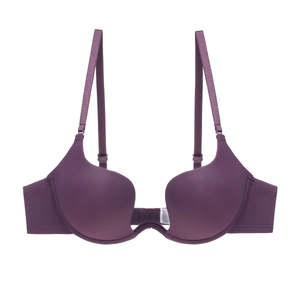 Deep U-neck push-up plunge bra for low back wedding dresses in dark purple finish