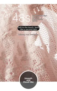 Close-up of 48S high-density breathable lace fabric on a pink French style bra