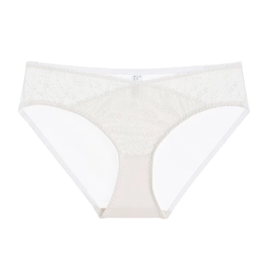White low-waist sexy lace mesh panties with fine floral embroidery and cotton crotch