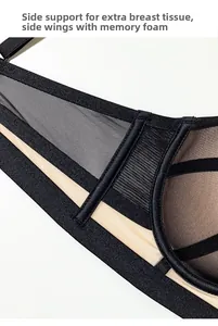 Detail of side wings with flexible bones and mesh for smoothing underarm fat