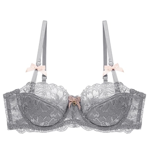 Sexy French Lace Bra And Panty Lingerie Lingerie Embroidery Floral Balconette Bra Half Cup Thin Bralette Underwire Underwear