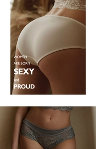 Gros plan détaillé sur le coton beige et la dentelle grise brodée de ce slip sexy femme