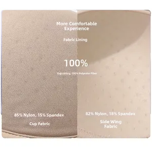 Detail of breathable mesh fabric composition with 85% nylon and 15% spandex for bra