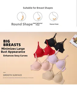 Close-up of seamless smooth bras in multiple colors with criss-cross front strap detail
