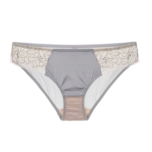Slip in pizzo ricamato da donna con mesh traspirante e inserto in raso grigio e beige
