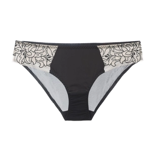 Slip sexy da donna in pizzo nero ricamato con inserti in mesh e rete trasparente
