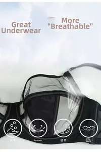 Breathable sheer mesh bra detail with underwire support and steam visual effect