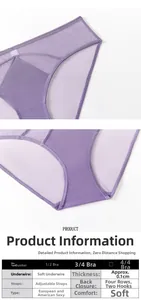 Detail view of light purple sheer mesh panty with high-quality stitching for lingerie set
