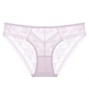 Women Sexy Lace Panties French Style Ultra Thin Breathable Floral Low Waist Briefs Cotton Crotch Hip Lift Lingerie
