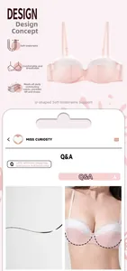 Detailed view of pale pink lace bra with soft underwire for lifting and U-shaped back
