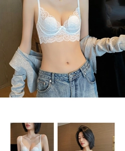 Détail d'un soutien-gorge en dentelle florale blanche avec armatures et bords festonnés