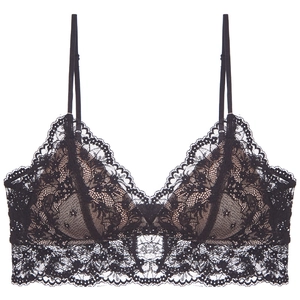 Schwarzes Bralette aus französischer Spitze mit schmalen Trägern und Triangel-Cups