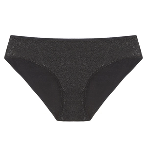 Slip neri sexy glitterati da donna a vita bassa con cavallo in puro cotone