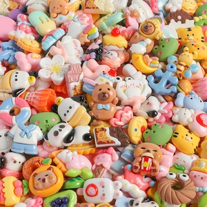 DIY cartoon resin charms with mixed animal and fruit designs for cream glue accessories