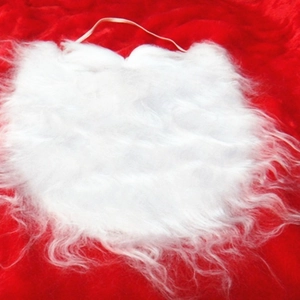 Realistic white plush Santa Claus beard with curly fur and elastic band for holiday costumes