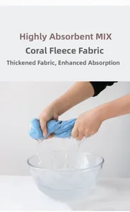 Strong absorbent thickened coral fleece towel showing extreme water absorption performance