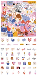 Detailed view of Valentine heart graffiti stickers set for laptops and water bottles