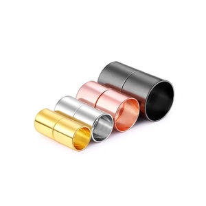 Magnetic cylindrical jewelry clasps in gold silver rose gold and black for leather cords