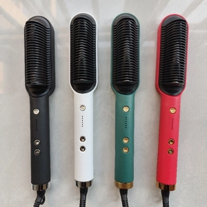 Professional Negative Ion Hair Straightener Comb Electric Heating Hair Brush Dual Use For Curling Straightening Multiple Levels Temperature Control Styling Tool