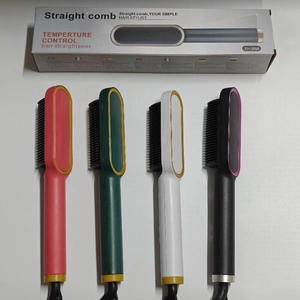 Ionic hair straightener brush in four colors with adjustable temperature control YH-388A