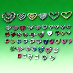 Colorful rhinestone heart charms with LOVE engraving for DIY jewelry making