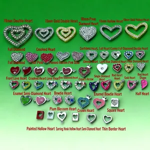 Colorful rhinestone heart pendants in various sizes for DIY jewelry making and crafts