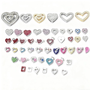 Colorful rhinestone heart charms and enamel heart sliders for DIY jewelry making