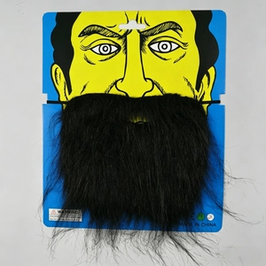 Realistic black fake beard accessory for Halloween costume parties and role-play events