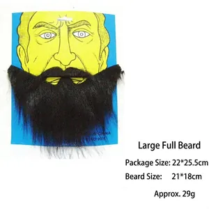 Black synthetic fake beard costume prop for Halloween parties measuring 21x18cm