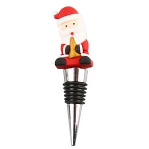 Christmas wine stopper featuring a Santa Claus figure with durable rubber seals