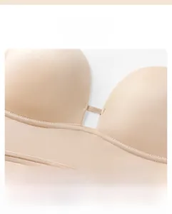 Macro detail of seamless nude bra showing the smooth fabric and wireless structure