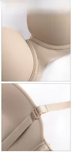 Detail shot of seamless nude push-up bra showing fine stitching and adjustable straps