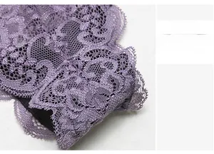 Detail of purple lace underwear featuring scalloped edges and delicate embroidery