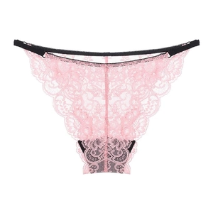 Women French Sexy Lace Panties Transparent Breathable Low Waist Thong Lingerie Adjustable Hip Lifting Triangular Briefs