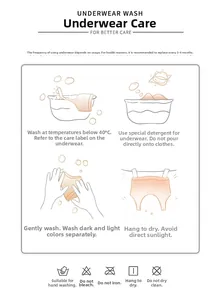Guide for washing and caring of lingerie including symbols and drying instructions