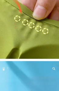 Detail showing high elasticity and seamless mesh fabric of the green wireless bra