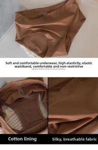 Détail de culotte soyeuse sans couture avec doublure en coton respirant et haute élasticité