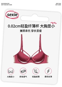 Detail of ultra-thin burgundy minimizer bra with sheer mesh wings and lace accents