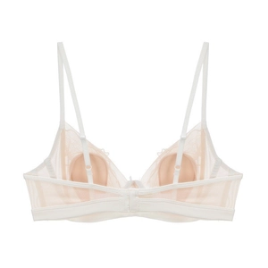 French style white mesh lace bra with sheer embroidery and thin adjustable straps