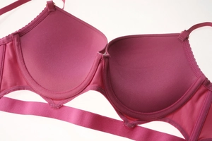 Close-up of soft breathable mesh wings and elastic band on the push-up lingerie set