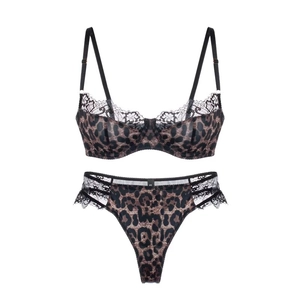 Ensemble de lingerie léopard sexy avec soutien-gorge à armatures et bordure dentelle