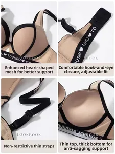 Vue détaillée du soutien-gorge push-up avec tissu en maille, bretelles et triple agrafage