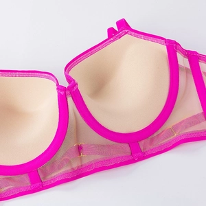 Soutien-gorge push-up rose fuchsia avec filet en maille et armature de soutien pour femmes