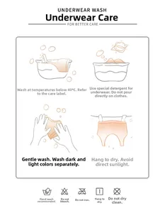 Instructions d'entretien détaillées et icônes pour l'ensemble lingerie push-up
